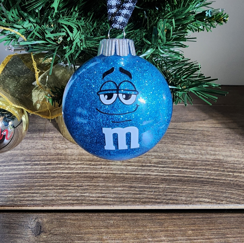Blue m&m ornament
